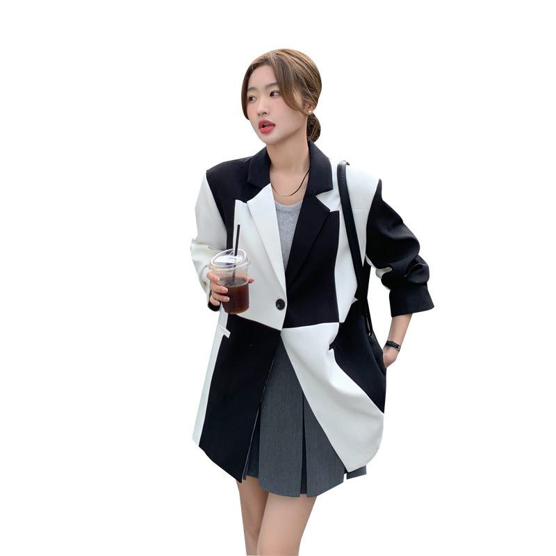 Blazer blanco y negro para mujer