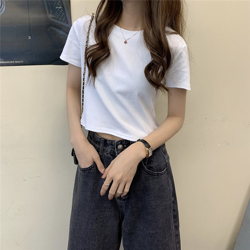 Women's Summer New Style White Short-sleeved T-shirt