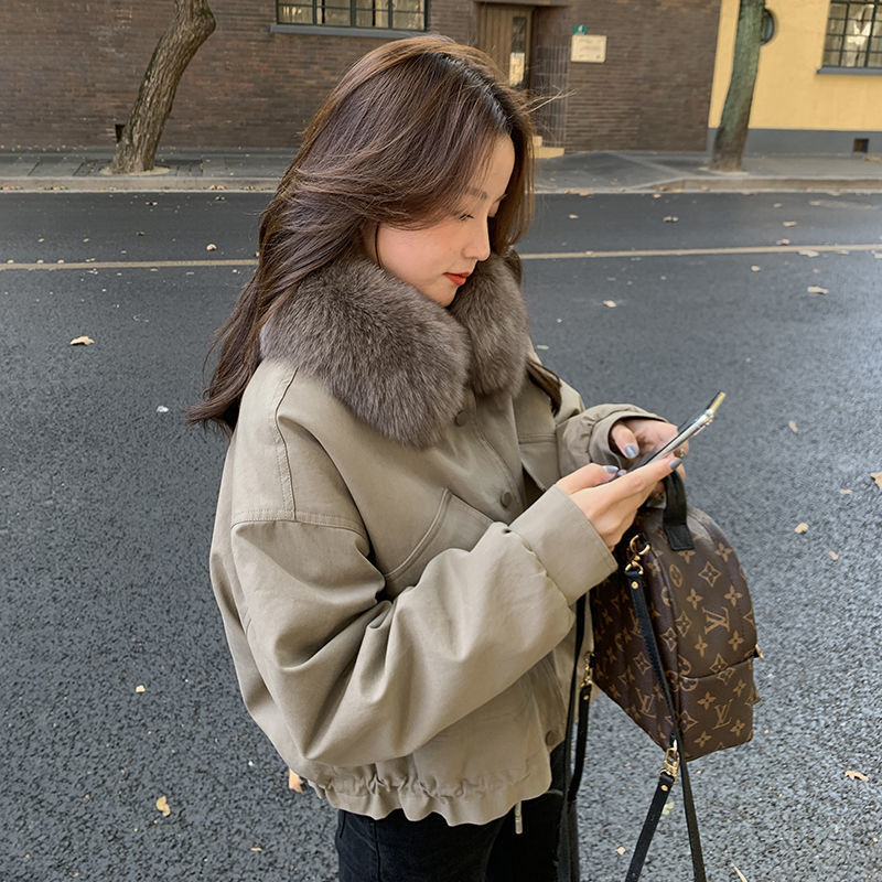 Chaqueta gruesa corta de terciopelo para mujer