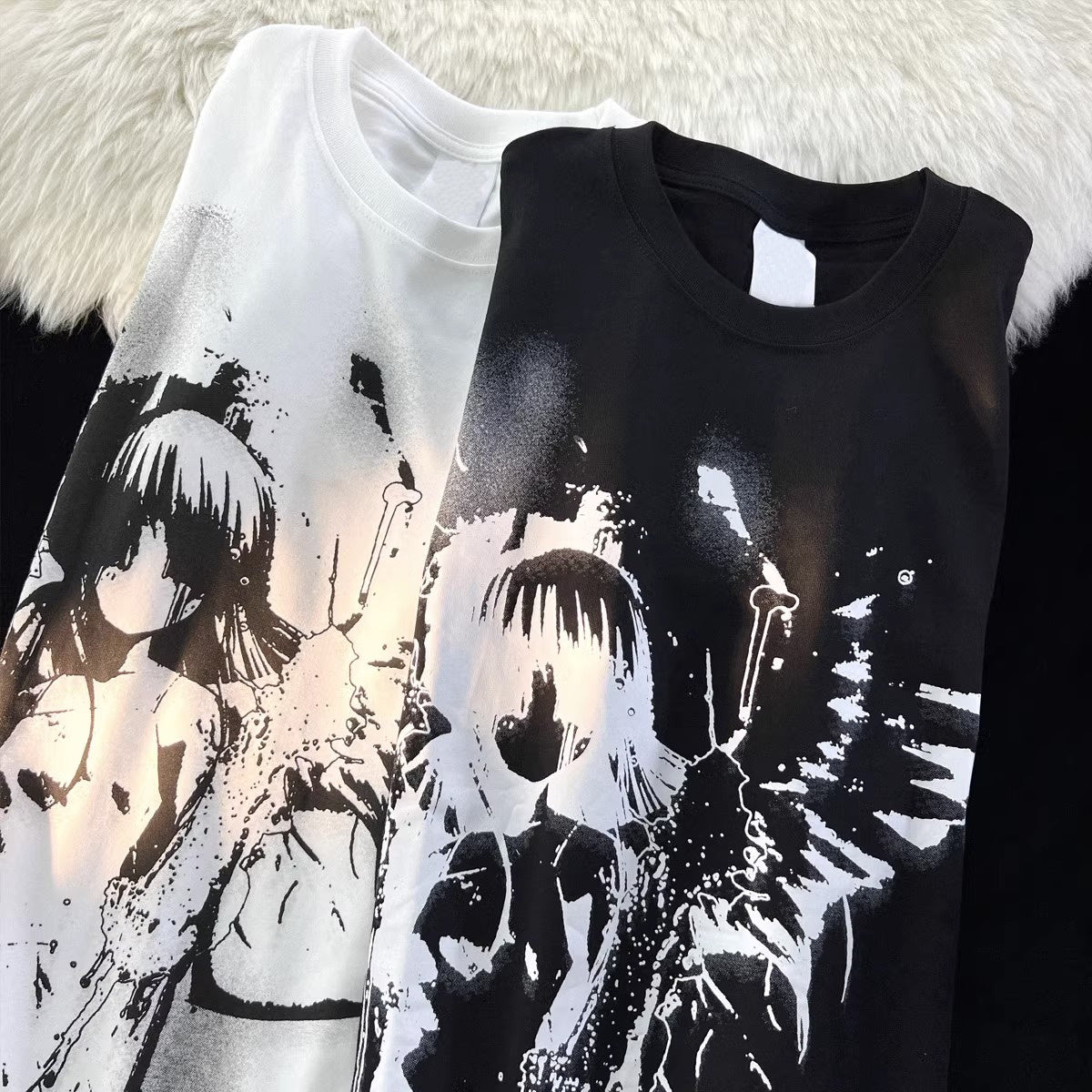 Polera de manga corta de algodón con estampado de ángel de Splash-ink para hombre y mujer