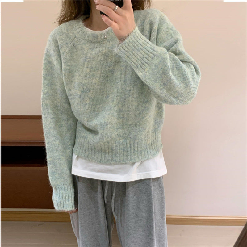 Soft Glutinous Loose And Simple Round Neck Sweater Sweater