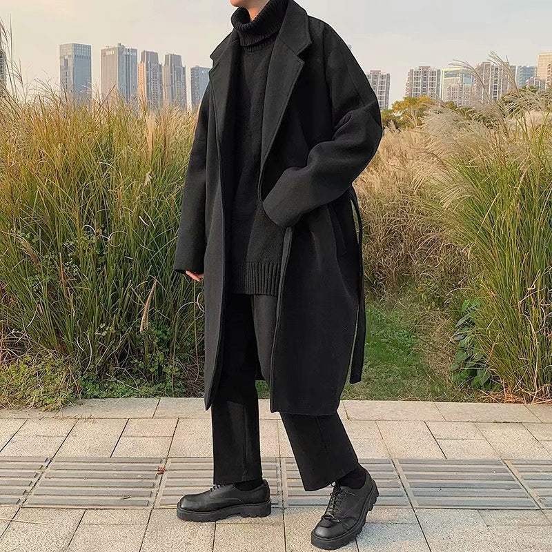 Autumn And winter Korean Style Woolen Coat Men's Mid-length