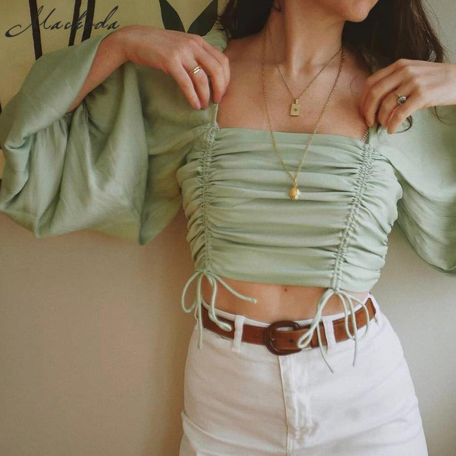 Crop Top verde matcha mujer