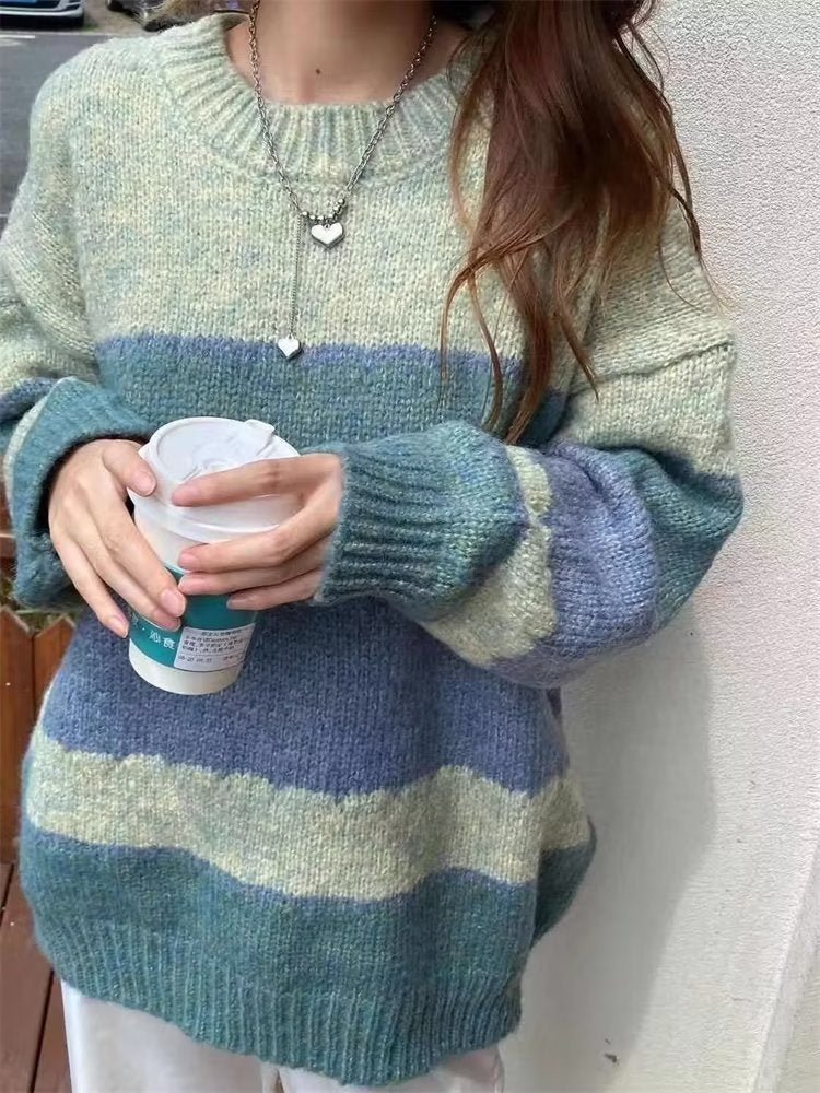 Autumn Crew Neck Pullover Couple Sweater Japanese Lazy Style