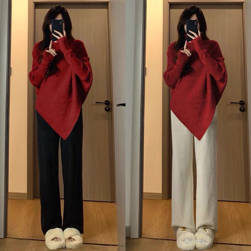 Irregular Design Turtleneck Sweater Women's Pullover