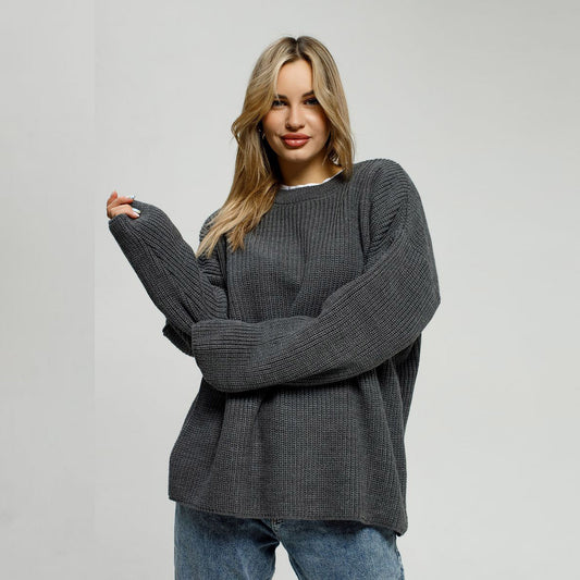 Women's Sweater Round Neck Pullover Loose-fitting Long Sleeves