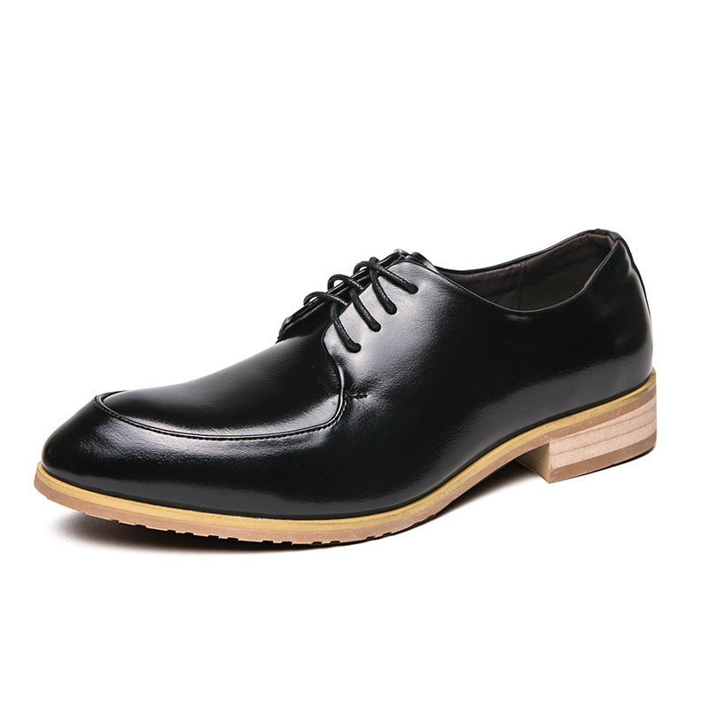 Zapatos de punta puntiaguda formal con tacón de madera para hombre