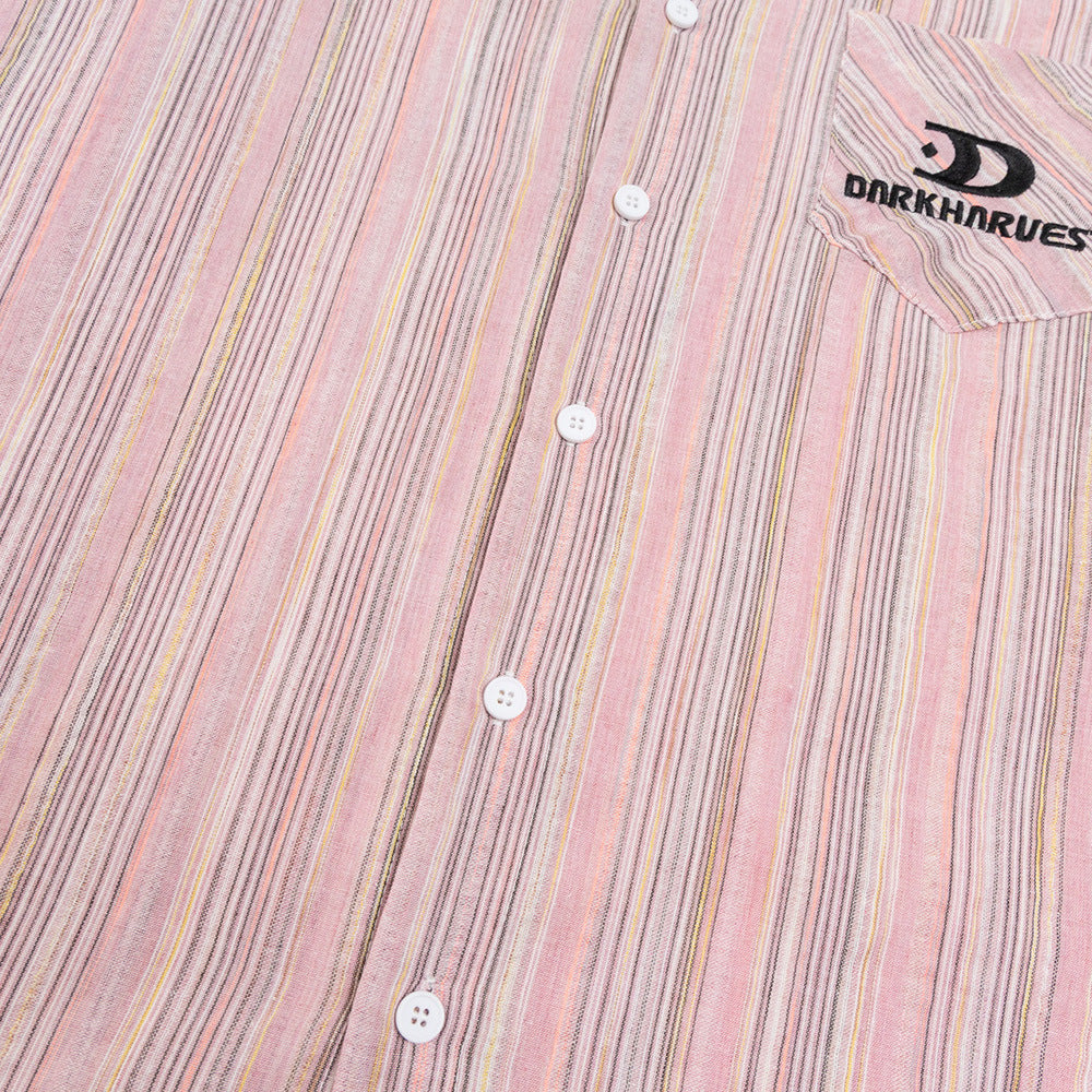 Contrast Color Striped Shirt Loose Autumn Men