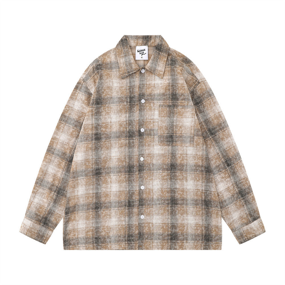 Gradient Plaid Long Sleeve Shirt Men