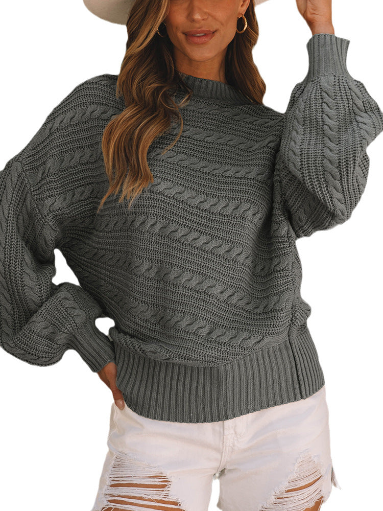 Women's Twist Knitted Pullover European And American Leisure All-matching