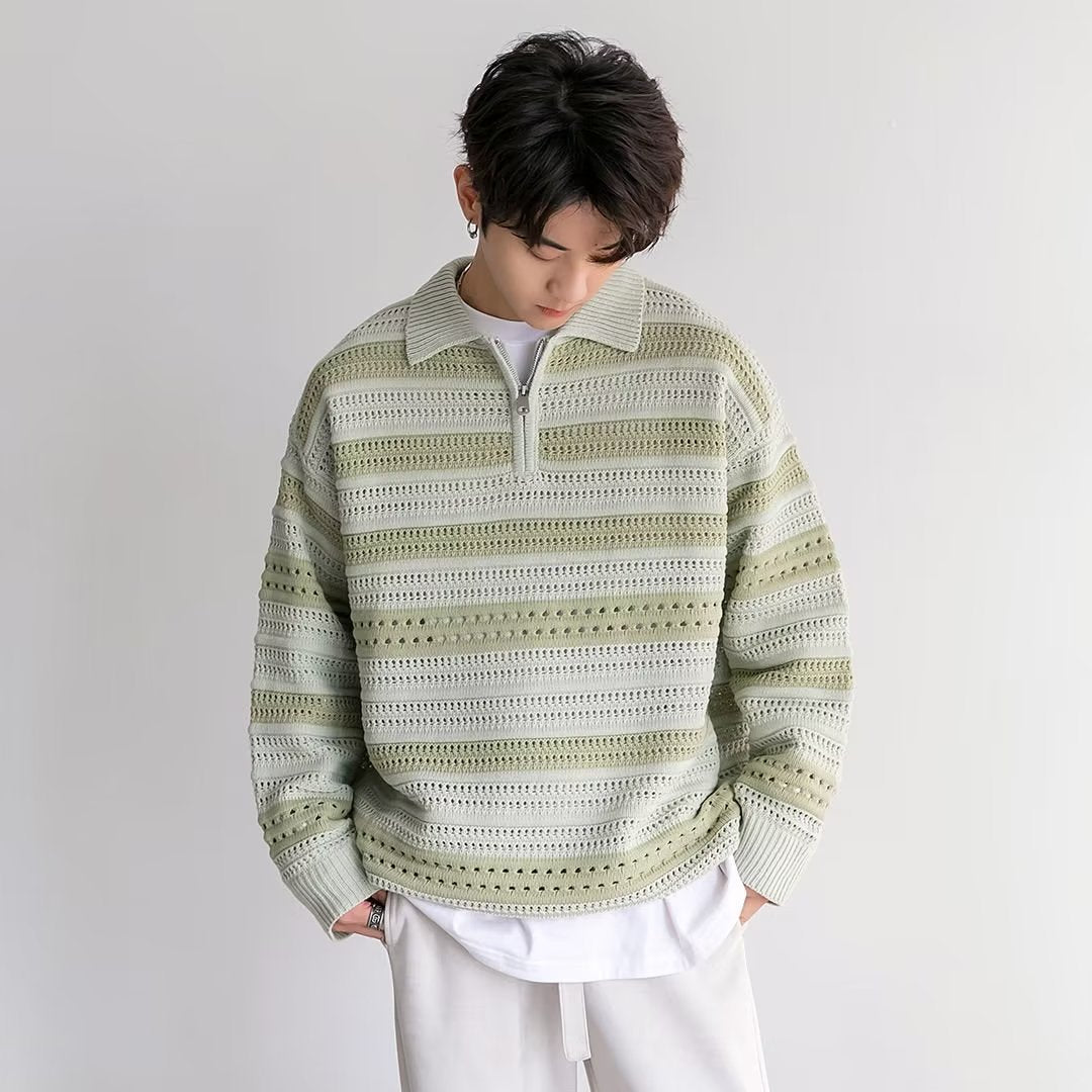 American-style Lazy Striped Design Blouse Loose Men's Vintage Sweater Youth Versatile Knit Casual Coat