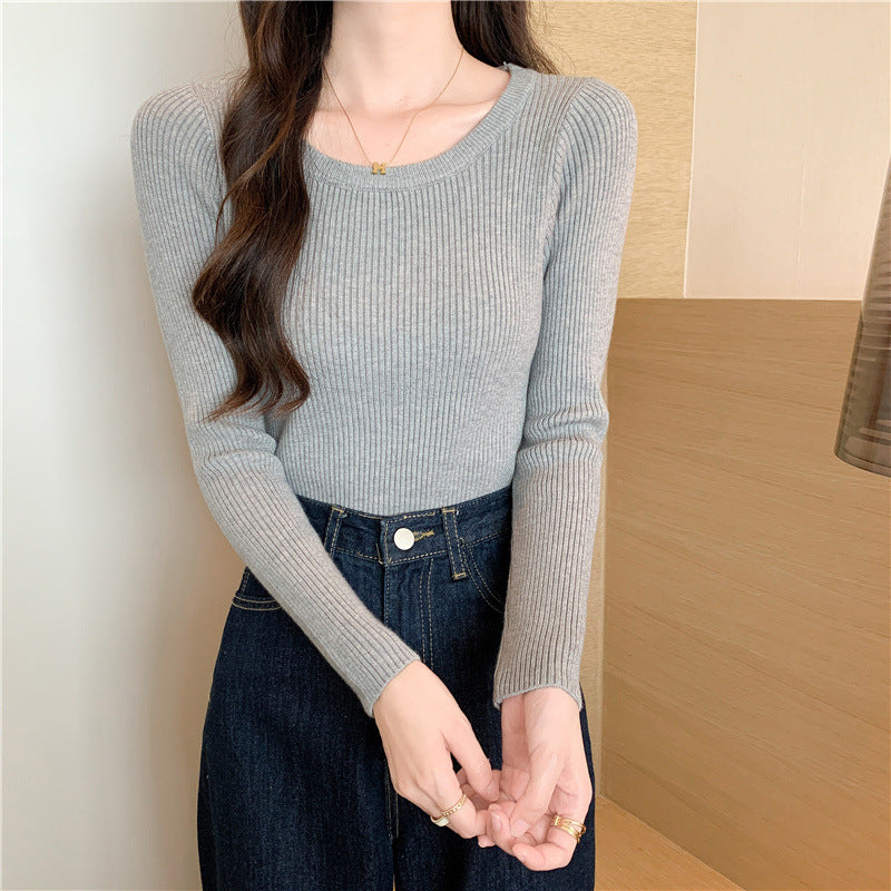 Tight Round Neck Long Sleeves Inner Wear Bottoming Sweater