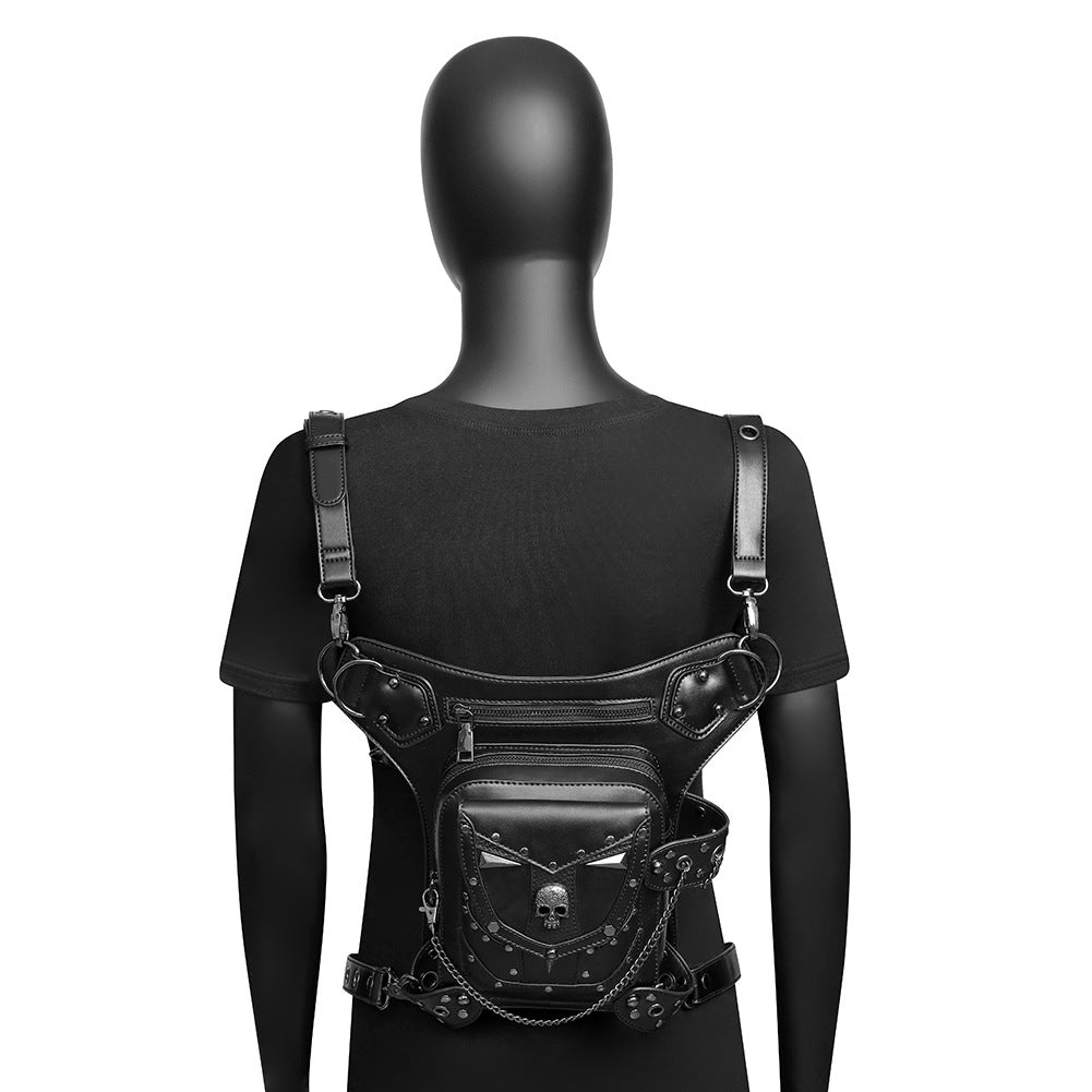 Bolso bandolera de mujer con cadena de calavera de motocicleta punk