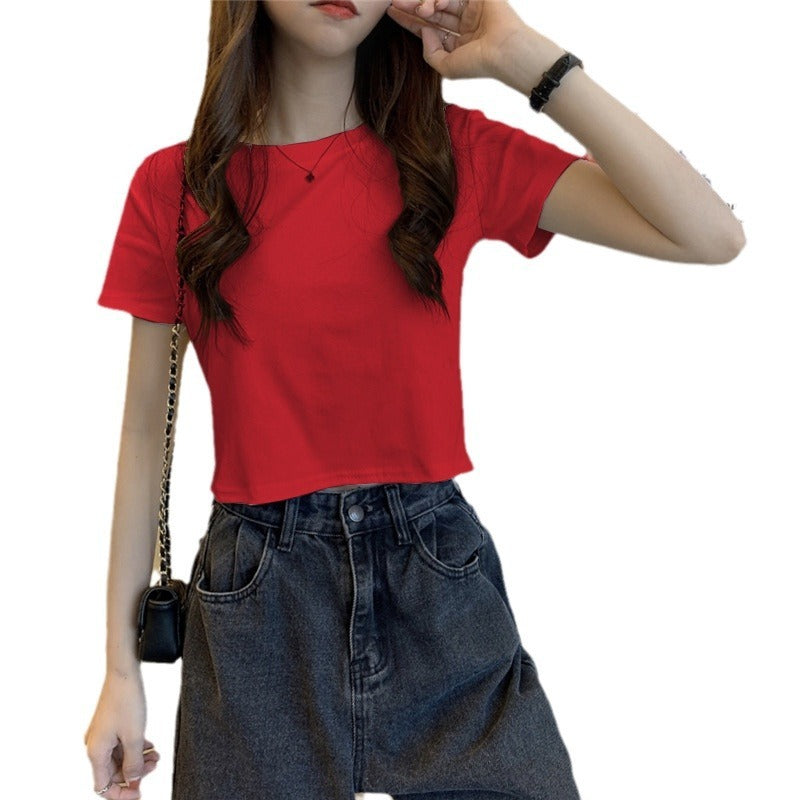 Women's Summer New Style White Short-sleeved T-shirt