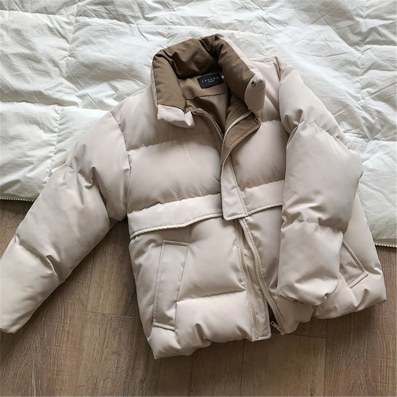 Parka acolchada de moda suelta con cuello alto para mujer