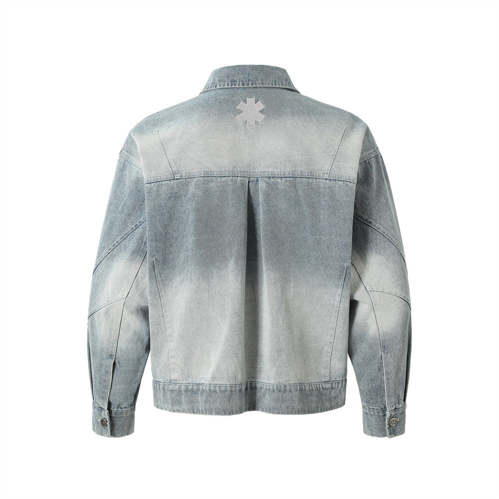 Punk Heavy Industry Wash Denim Coat Men's High Street