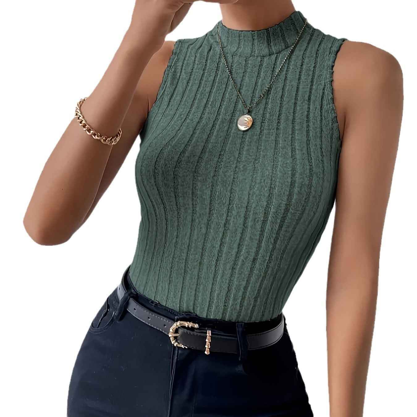 Sleeveless Slim Fit Slimming Knitted Vest Top