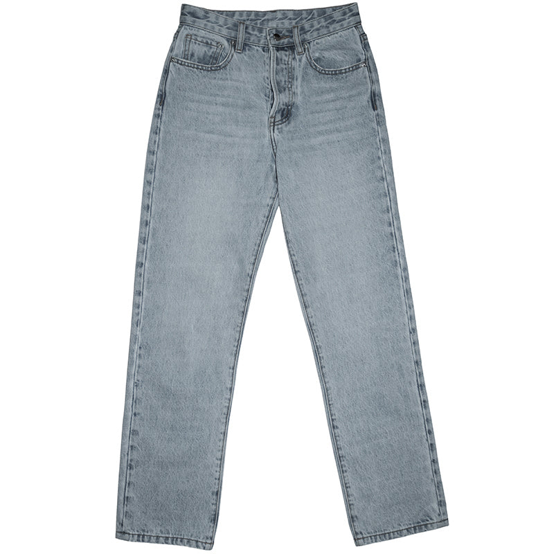 Jeans denim retro de tiro alto y pernera recta para mujer