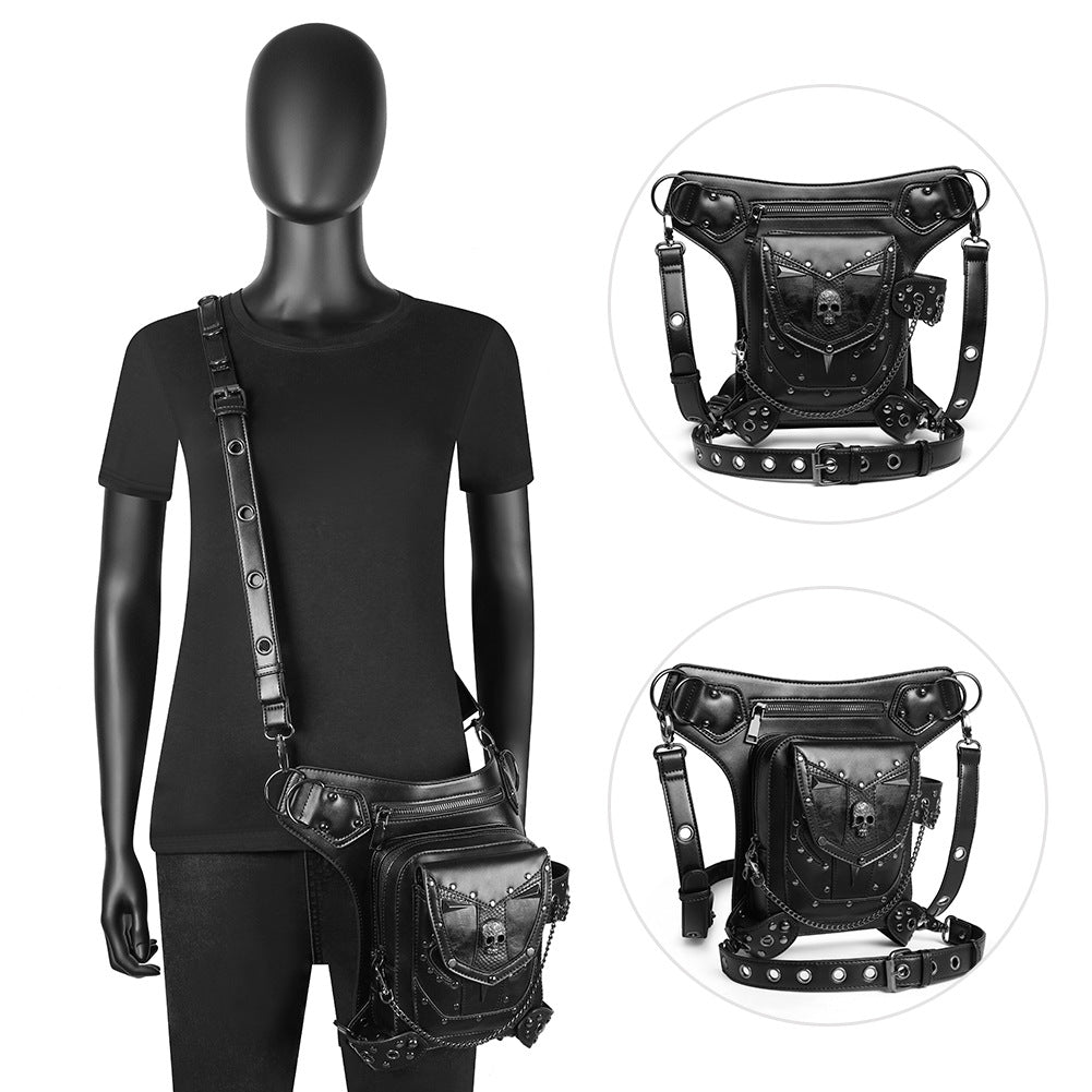 Bolso bandolera de mujer con cadena de calavera de motocicleta punk