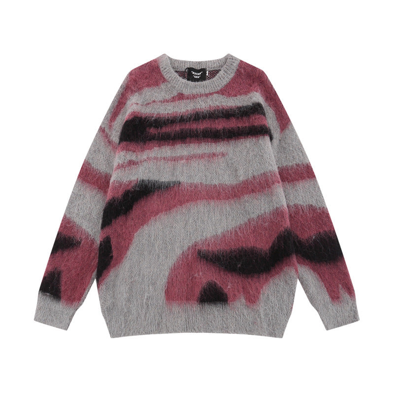 Women's Retro Contrast Color Loose Sweater