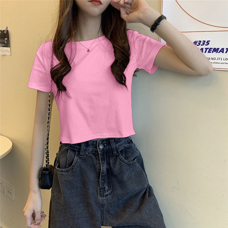 Women's Summer New Style White Short-sleeved T-shirt