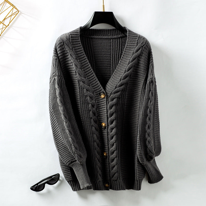 Women's Knitted Cardigan Vintage Single-breasted Sweater Coat