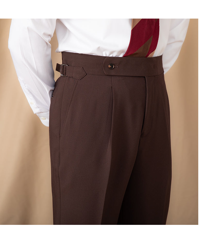 Pantalón de traje rectos de color puro de cintura alta para hombres