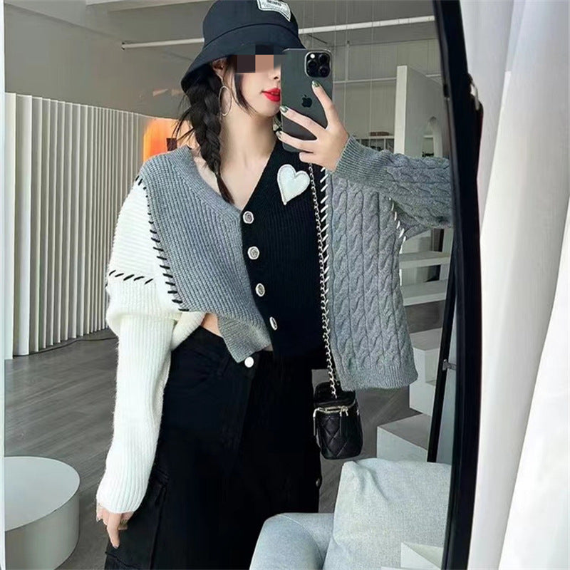 Loose And Lazy Style Irregular Heart Sweater Coat