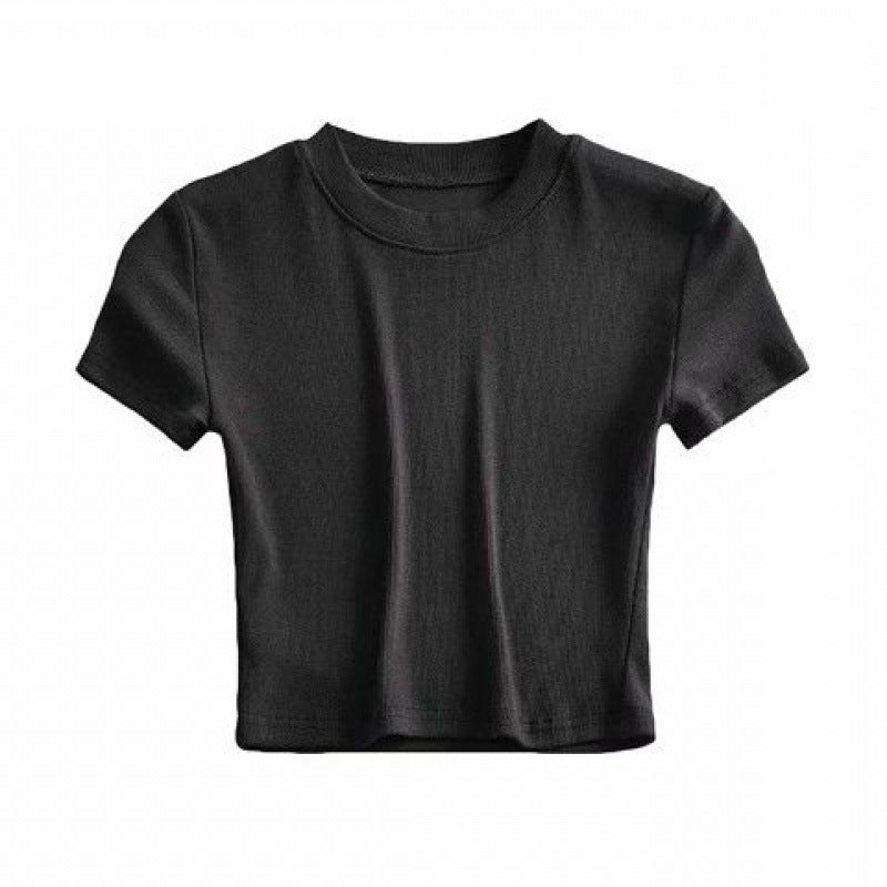 Women's Fashion Short Crew Neck Bottoming Shirt Top