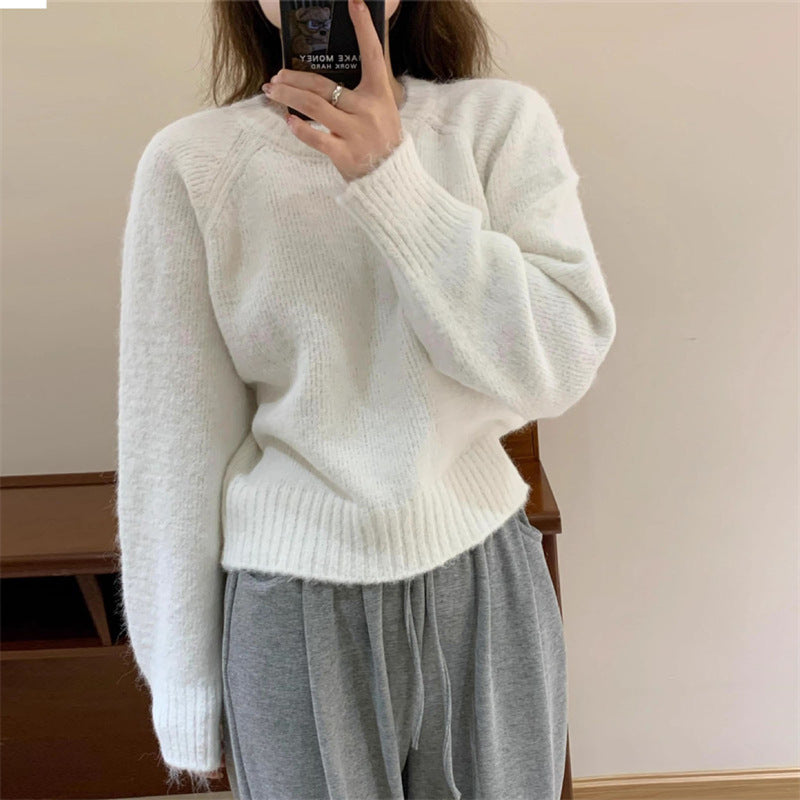 Soft Glutinous Loose And Simple Round Neck Sweater Sweater