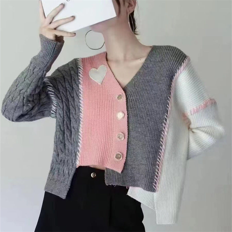 Loose And Lazy Style Irregular Heart Sweater Coat