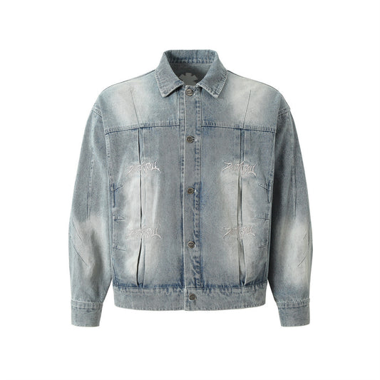 Punk Heavy Industry Wash Denim Coat Men's High Street