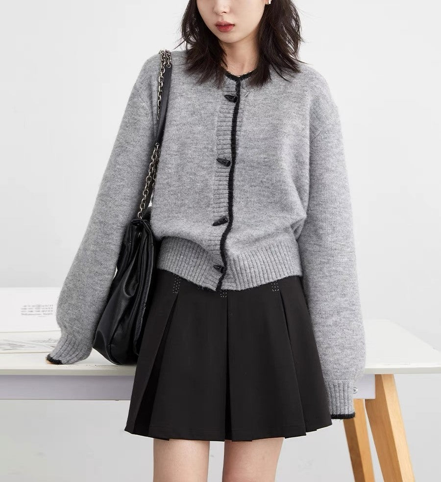 Soft Glutinous Cardigan Top With Fur