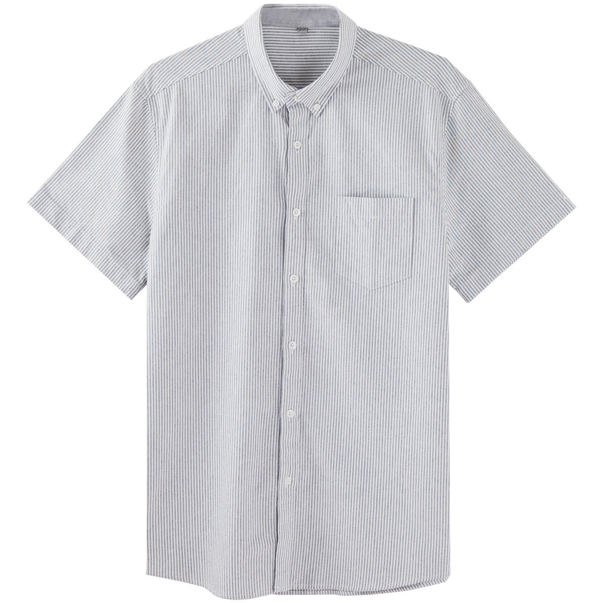 Camisa Oxford de manga corta con rayas verticales