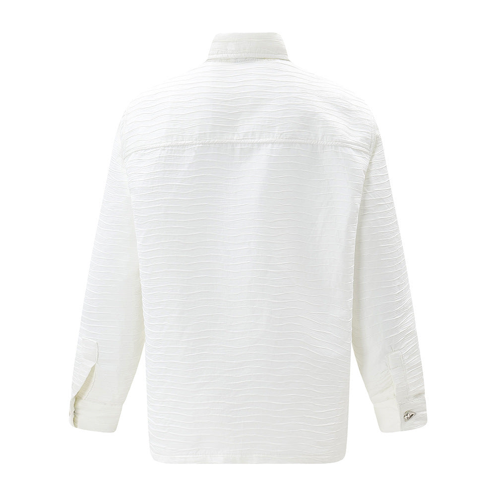 Fashionable Pleated Texture Loose Shirt Men