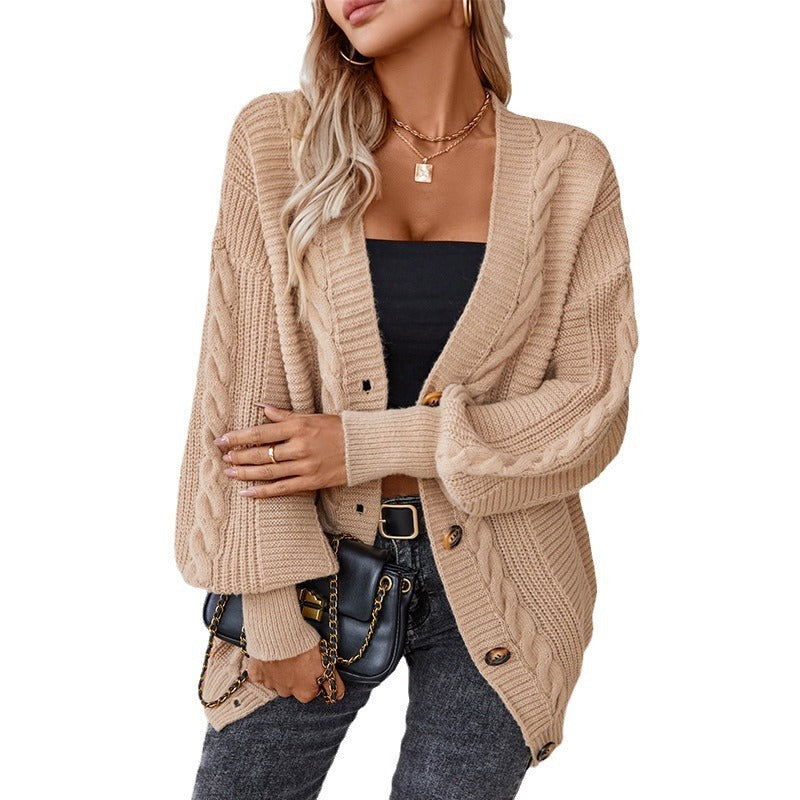 Women's Knitted Cardigan Vintage Single-breasted Sweater Coat