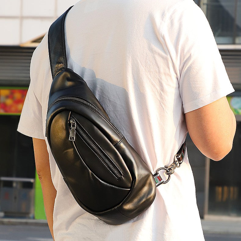 Bolso de pecho de cuero genuino para hombre