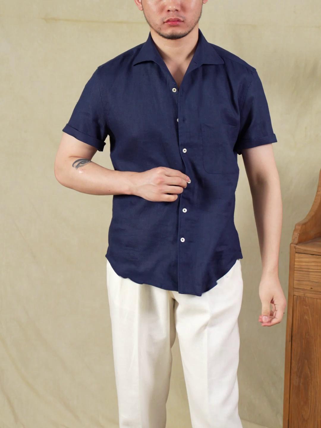 Linen Summer Casual Half Sleeve Shirt Slightly Loose