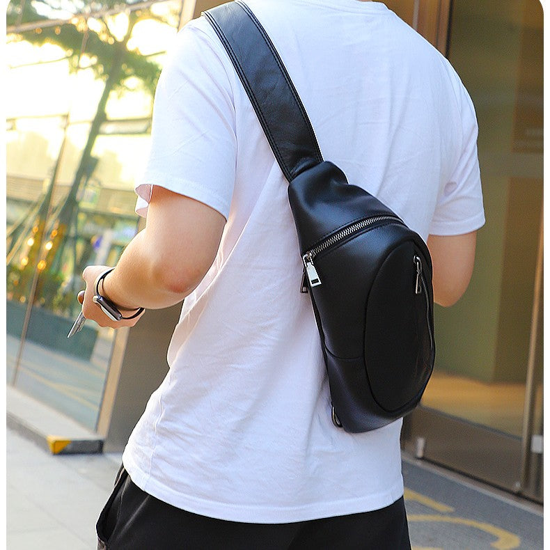 Bolso de pecho de cuero genuino para hombre