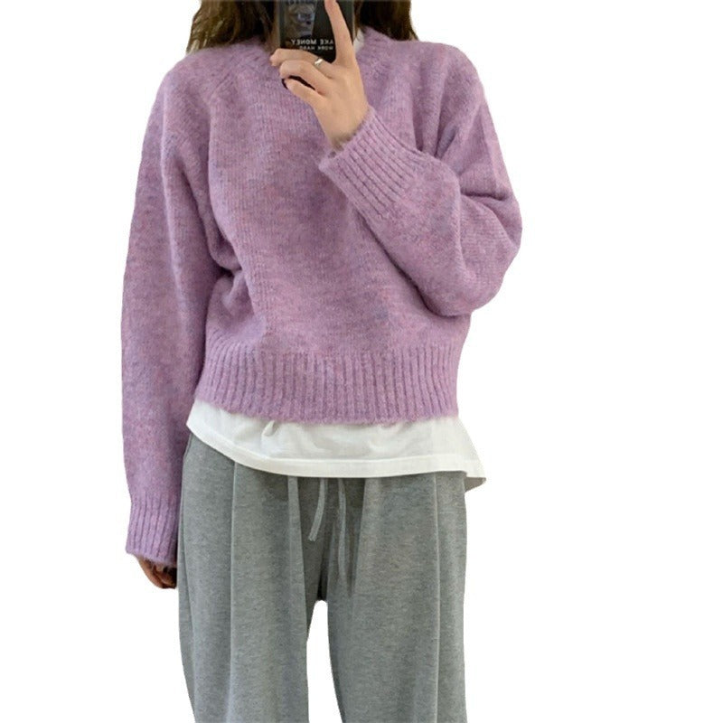 Soft Glutinous Loose And Simple Round Neck Sweater Sweater