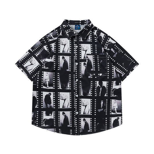 Full-printed Video Tape Loose Shirt Men