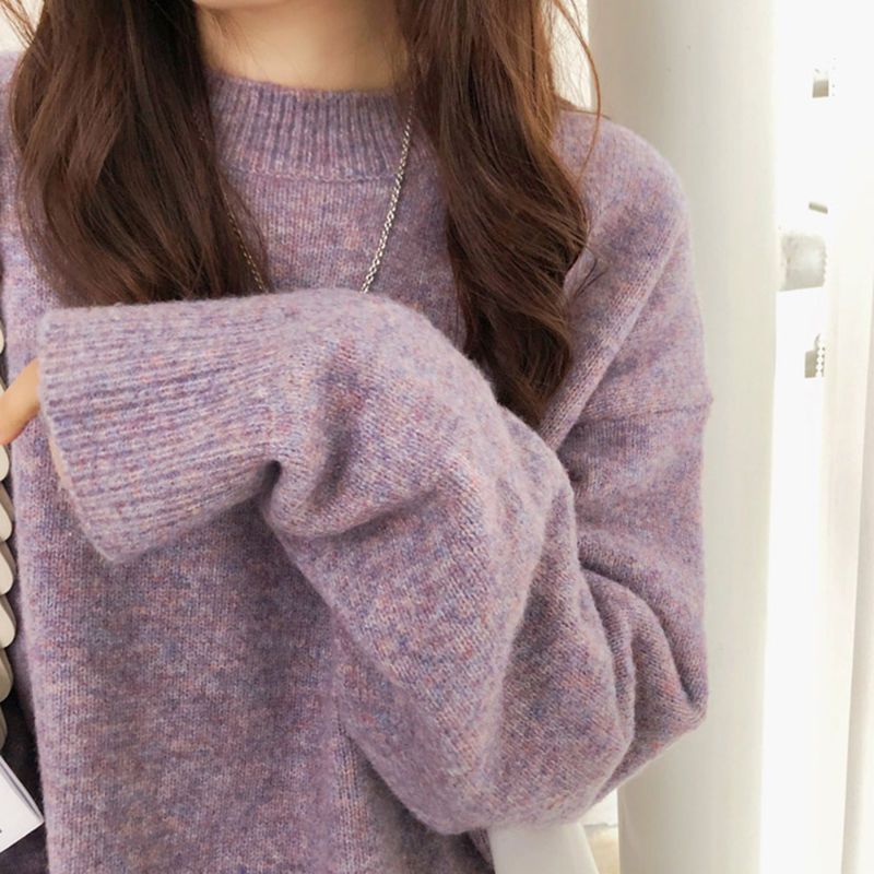 Loose And Lazy Style Round Neck Women's Sweater Pullover