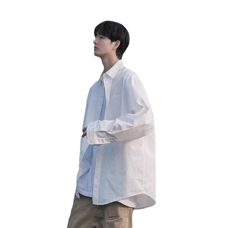 White Long-sleeved Shirt For Boys Japanese Style Design Sense Loose Casual Jacket