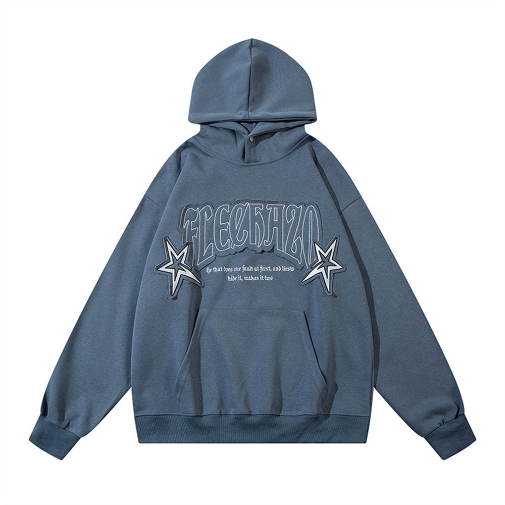 Letter Embroidery Hooded Loose Sweater