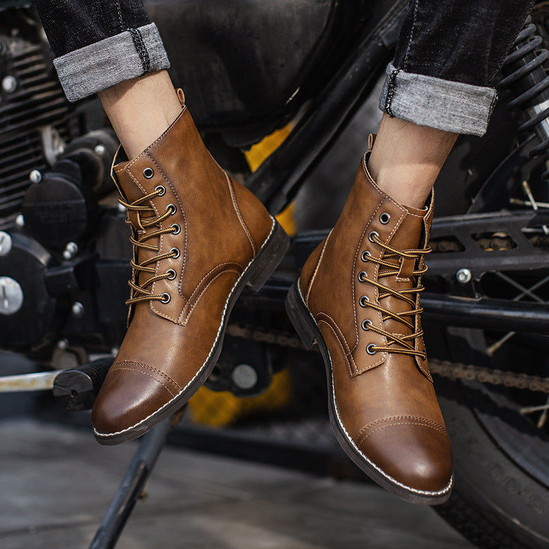 Botines de cuero con algodón de cachemira para hombre