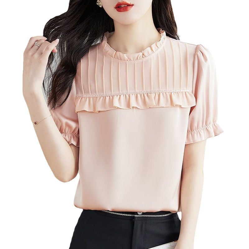 Camisa de gasa hermosa de estilo occidental para primavera y verano, diseño holgado, cómoda y elegante, blusa pequeña para mujer