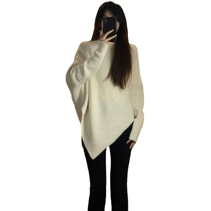 Irregular Design Turtleneck Sweater Women's Pullover