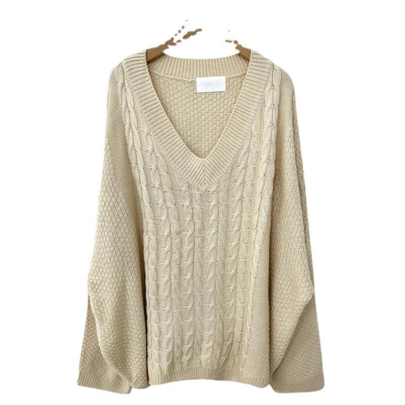 Retro Twist Lazy Large Design Loose Shoulder Pullover Sweaters Top