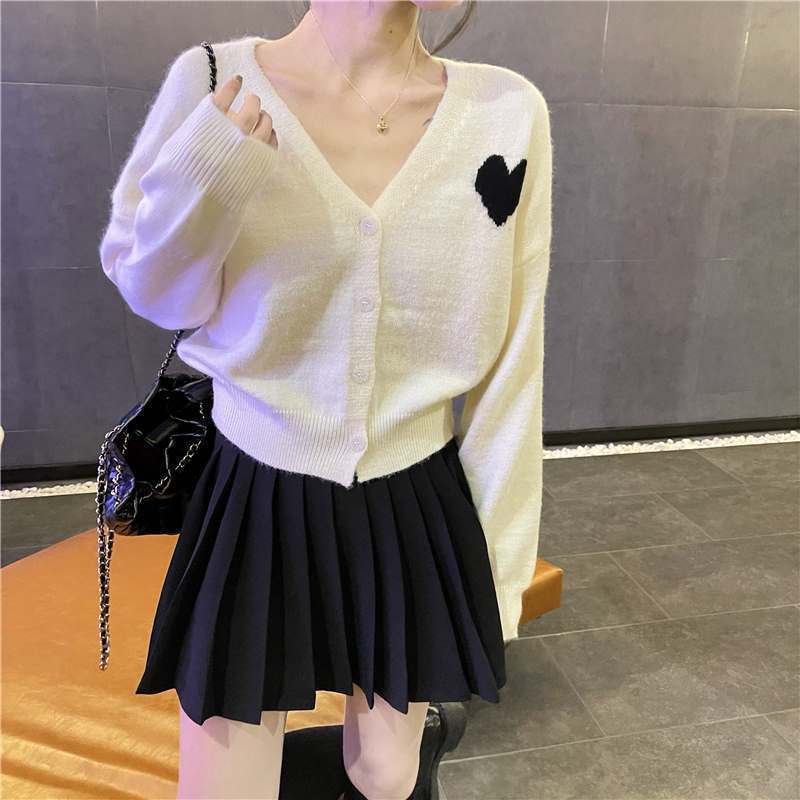 Love Embroidered Soft Glutinous Sweater Coat For Women Spring