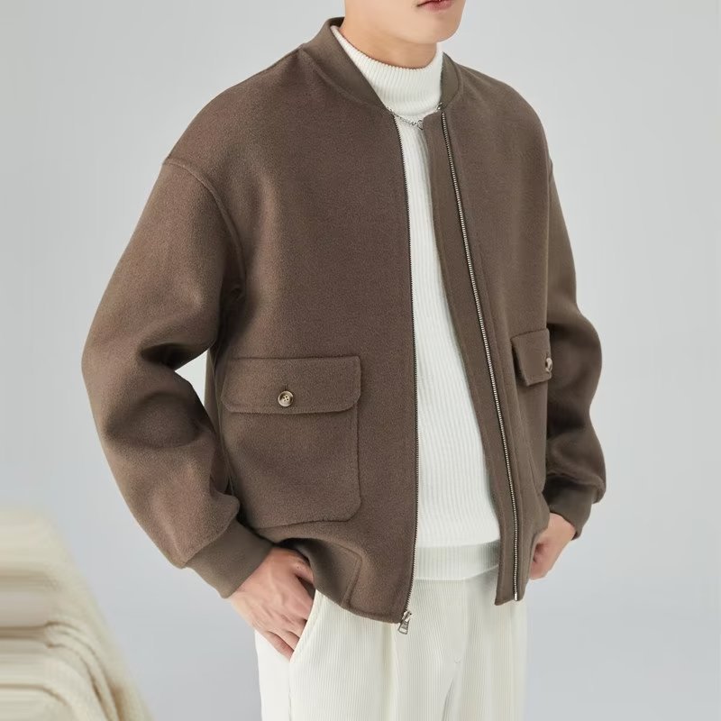 Baseball Collar Double-sided Woolen Jacket For Men